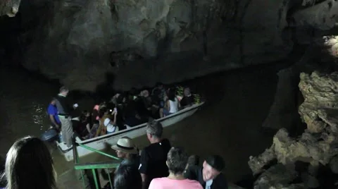 Boat in a Cave Cuba Stock Footage 62936606