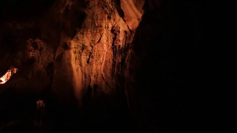 On the boat in the cave with mysterious view Stock Footage 81532459