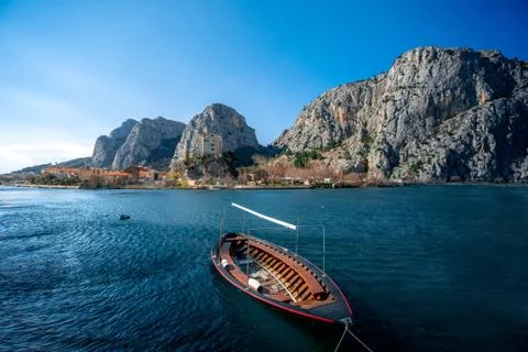 Boat in Cetina river Stock Photos