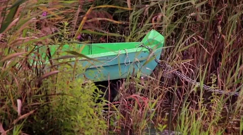 Boat on the chain with padlock Stock Footage 66426529