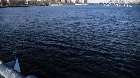 Boat on Charles River in Boston Stock Footage 108498993