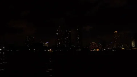 On the boat in city night Stock Footage 83124670