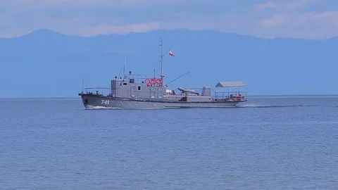 The boat close up to the sea Stock Footage