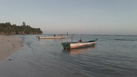 Boat on the coast sunset Stock Footage 210464358