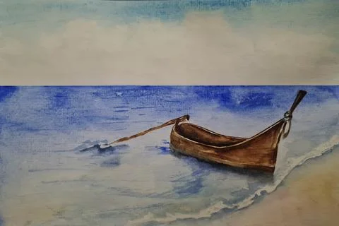 Boat, coast,beach Stock Illustration
