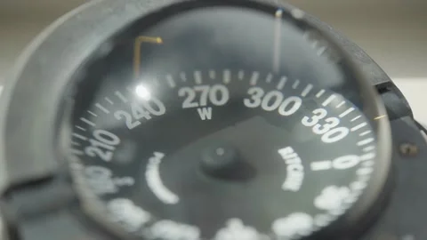 Boat Compass Hand Held Slow Motion Stock Footage 205400367