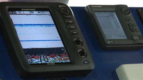 Boat console with sonar working Stock Footage 56948906