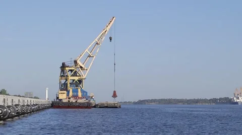 Boat with crane Stock Footage 54650859