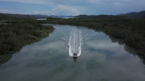 Boat in a creek Stock Footage 113243378