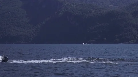 Boat Crossing a Lake Stock Footage 78071946