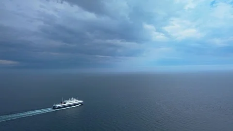 Boat crossing the ocean Stock Footage 93557778