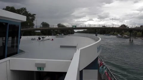 Boat crossing the River Stock Footage 48530354