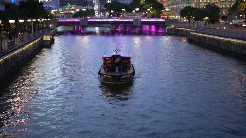A Boat Crossing The River Stock Footage 244313709