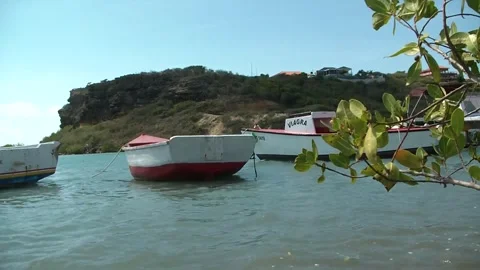 Boat in Curacao dock 2 Stock Footage 257018683