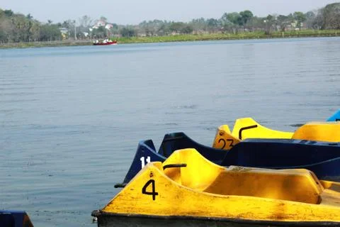 Boat in the dam Stock Photos