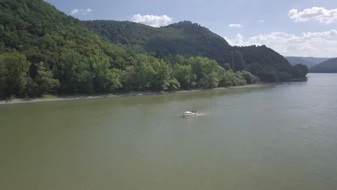 Boat on Danube Stock Footage 94366336