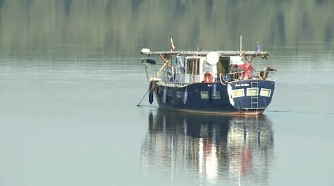 Boat on Danube river Stock Footage 10855545