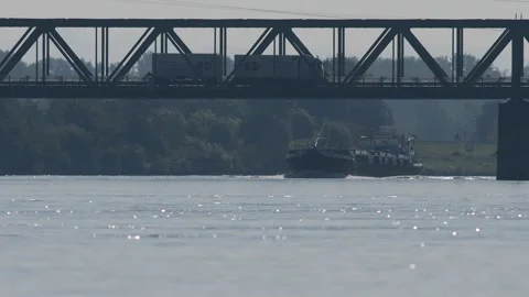 Boat on the danube river Stock Footage 136452563
