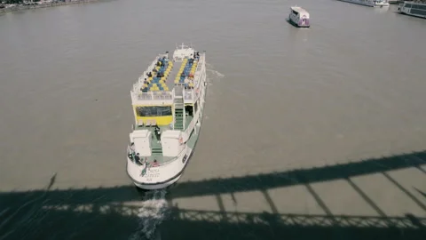 Boat on the Danube River. Stock Footage 197031855