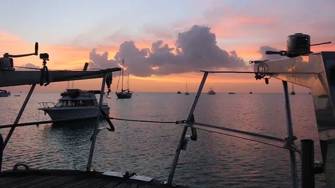 Boat deck sunset Stock Footage 104733059