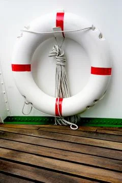 Boat deck swim ring close up Stock Photos