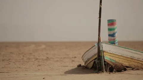 Boat in the Desert Stock Footage 71785465