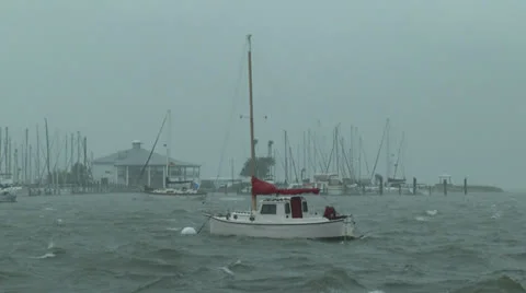 Boat in Distress in hurricane Stock Footage 25332001