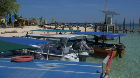 Boat Dock At The Beach Stock Footage 163942572