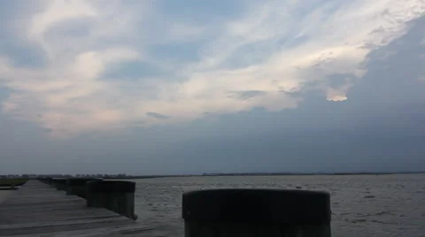 Boat Dock Clouds Moving Stock Footage 60116332