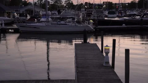 Boat Dock deck at twilight Stock Footage 140995976
