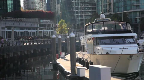 Boat at the dock in Harbour Centre Stock Footage 30115688