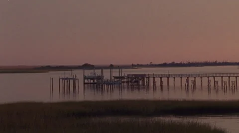 Boat Dock in Marsh Vídeo Stock 40751228