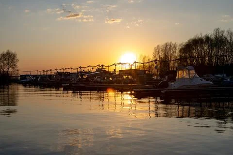 Boat dock on the river Foto stock
