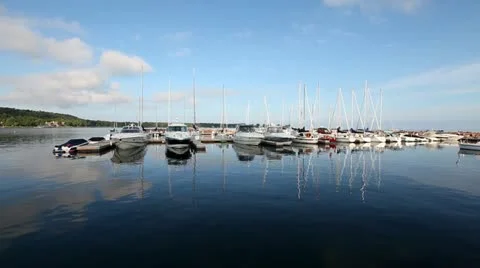 BOAT DOCK , TRANQUIL SCENE, DOOR COUNTY, WISCONSIN Stock Footage 21896112