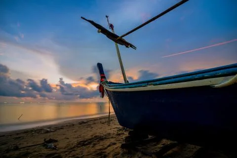 Boat dock in twilight Stock Photos