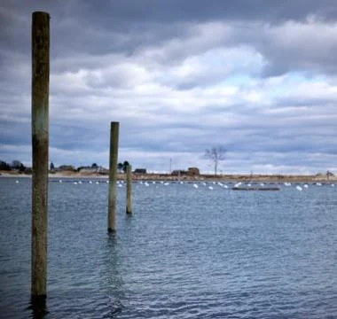 Boat dock in winter Stock Photos