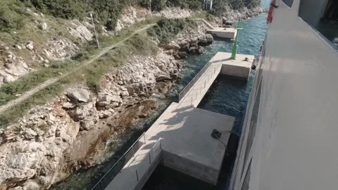 Boat docked in dancing on the waves Stock Footage 242863743