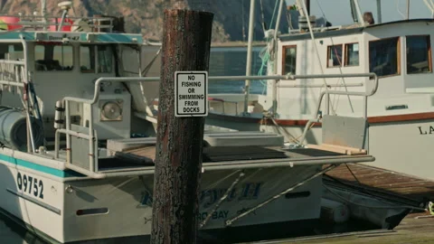 Boat docking at the marina harbor in Morro Bay California Stock Footage 346921992