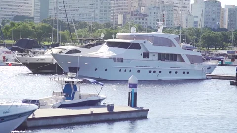 Boat Docking at Marina, Rio de Janeiro, Brazil Stock Footage 158647705