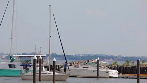 Boat docking sailboat Stock Footage 92947598