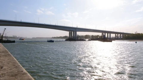 Boat on the Don river Stock Footage 95446275