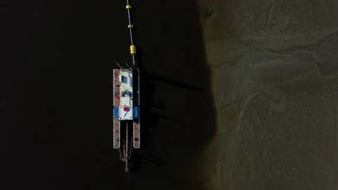 Boat dredging river Stock Footage 150297644