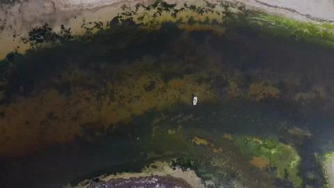 Boat drifting across the Lagoon 스톡 동영상 152965634