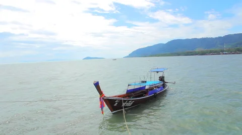 Boat drifting in the sea Stock Footage 64210614
