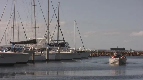 Boat drifts towards camera Stock Footage 3505561