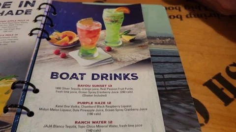 Boat Drinks Bubba Gump Shrimp Restaurant Menu Food Stock Footage 236942058