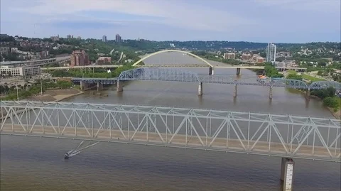 Boat Drives Under Bridge Stock Footage 91101066