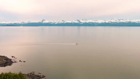 Boat driving in Alaska Video stock 247309411