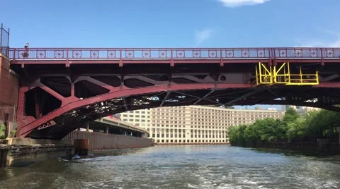 Boat driving away from bridge Video stock 65817853