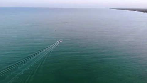 Boat driving on Gulf of Mexico Stock Footage 256203347